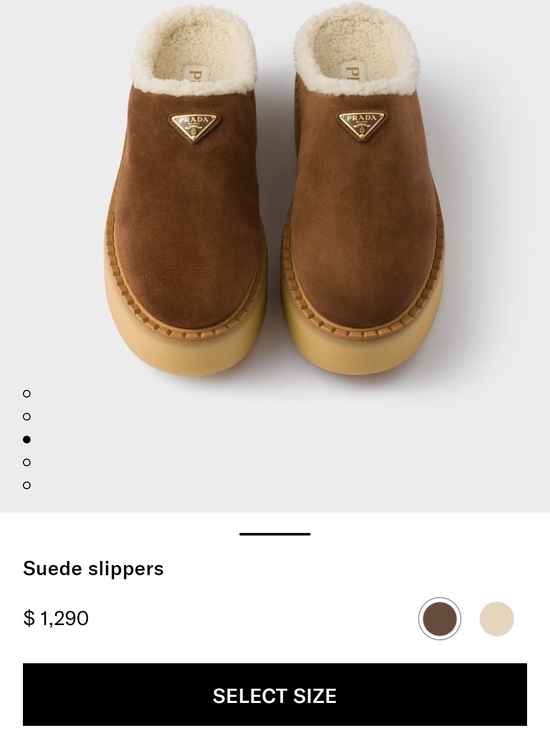 Prada Shoes - Prada Brown Suede Shearling-Trim Slip-On Loafers